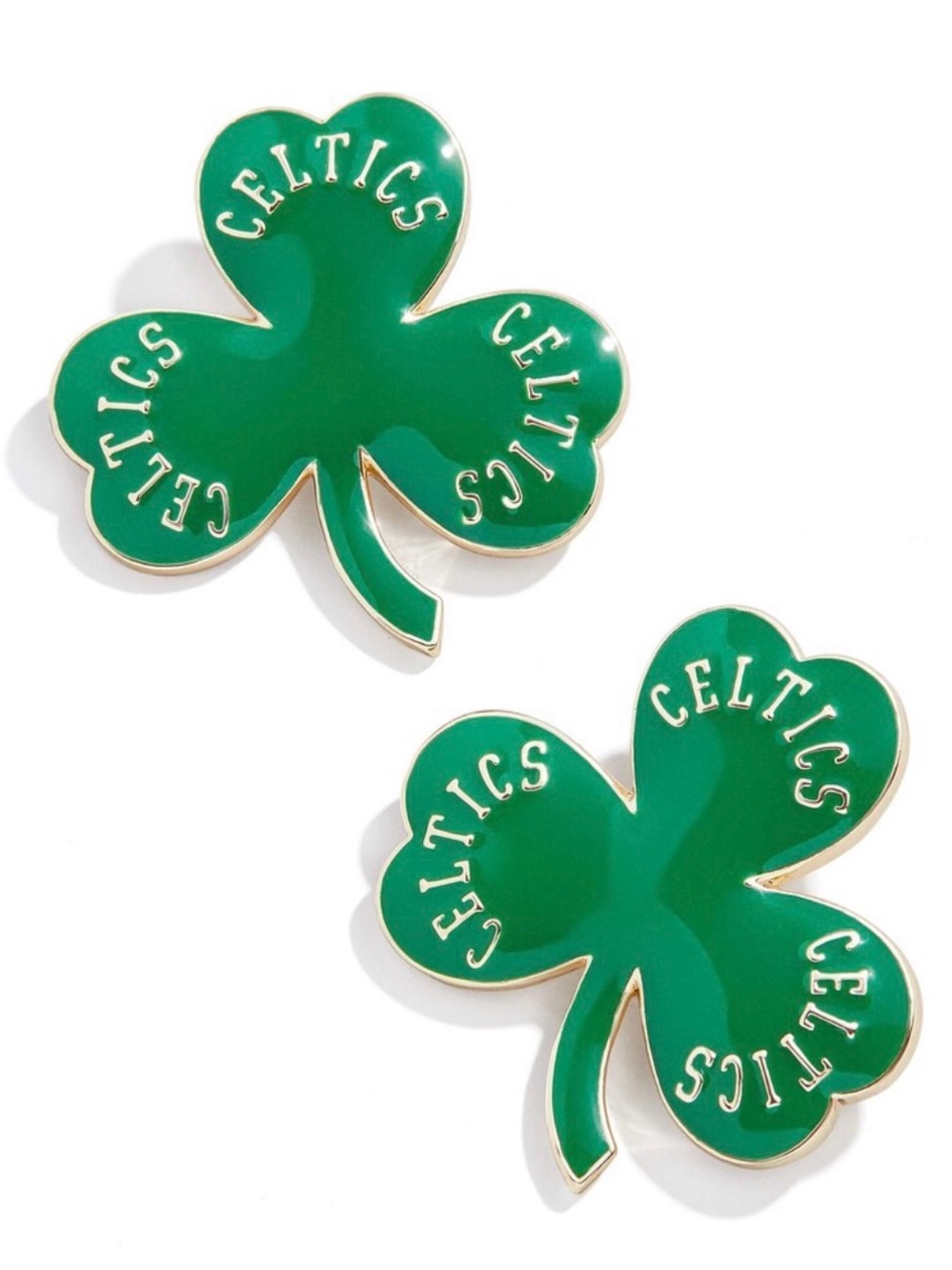 BaubleBar NBA Boston Celtics Shamrock Green and Gold Earrings
